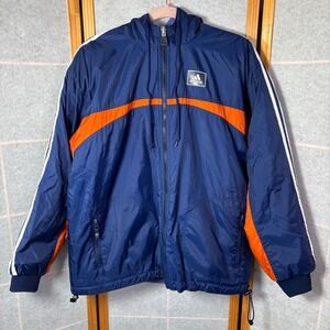 VTG Adidas Reversible Windbreaker Fleece Jacket Mens M‎ Navy Blue Colorblock